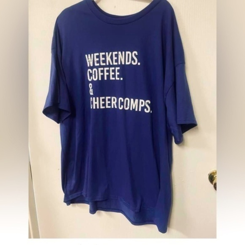 Blue Cheer Mom T-Shirt “Weekends, Coffee & Cheer Comps” Sz 3X - Picture 1 of 1